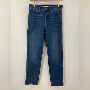 Madewell 28x27 Stovepipe Jeans medium dark blue 0045 mid rise straight slim